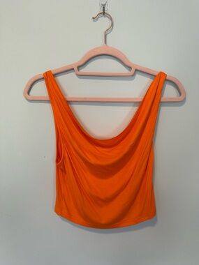 Women's Vibrant Orange Draped Scoop Tank